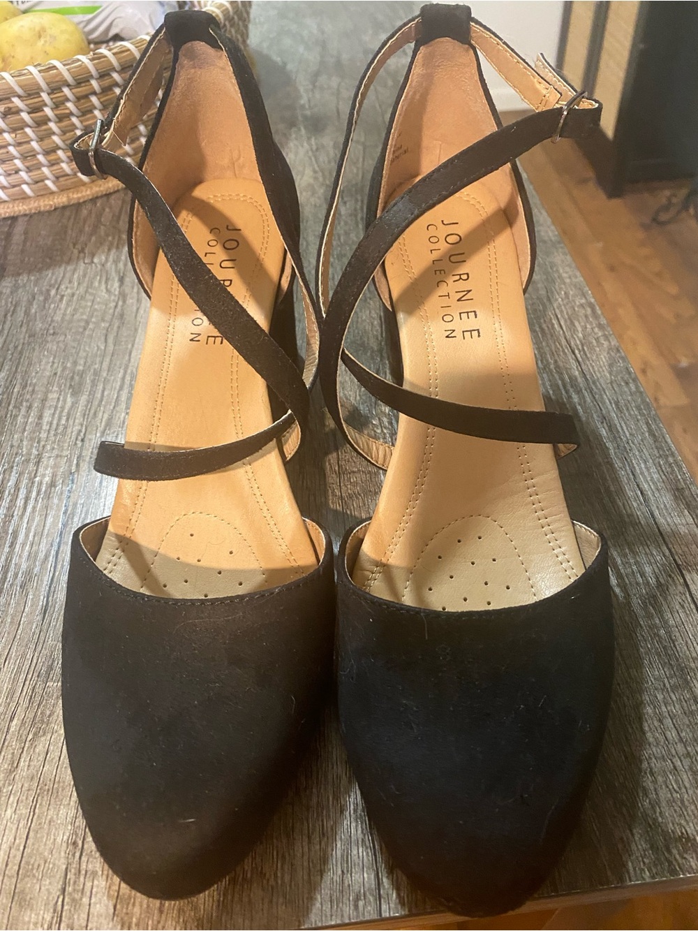 Journee Collection Black Strap Dress Shoes